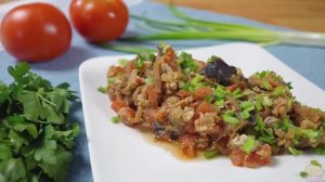 Баклажанная чихиртма с яйцом и томатами за 20 минут 🍆🍳