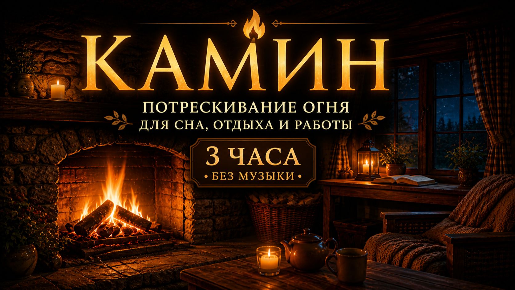 🔥 Камин  • Звуки потрескивающего огня для сна, релаксации и учебы • Без музыки