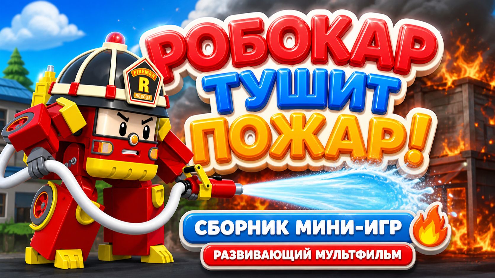 Робокар тушит пожар! 🔥🚒 Сборник мини-игр 🎮 Развивающий мультфильм для детей