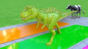 Long Slide Game With Cow Elephant Gorilla Hippopotamus Tiger - 3d Animal Game - Funny 3d Animals_par