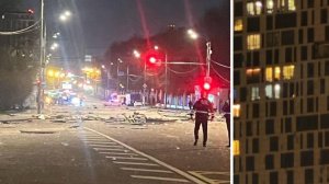 УДАР ПО МОСКВЕ. ДРОН ВСУ ПОПАЛ В НЕБОСКРЁБ НА Мосфильмовской улице в Москве