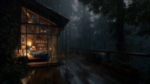 Шум дождя в лесном доме ночью 🌧️ Уютная атмосфера для сна