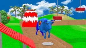 Long Slide Game With Cow Elephant Gorilla Hippopotamus Tiger - 3d Animal Game - Funny 3d Animals_par