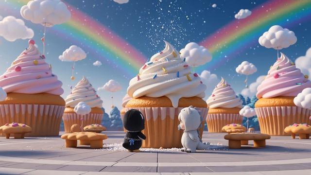 Gugu Gaga Penguin Eats the Forbidden Rainbow Cake in a Candy Cloud World