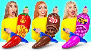 Мармеладная еда vs Настоящая еда vs Шоколадная еда Челлендж # Смешные Челленджи TeenDO Challenge