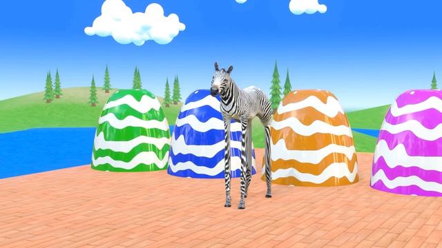 Long Slide Game With Cow Elephant Gorilla Hippopotamus Tiger - 3d Animal Game - Funny 3d Animals_par