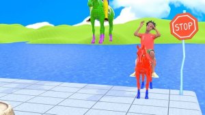 Long Slide Game With Cow Elephant Gorilla Hippopotamus Tiger - 3d Animal Game - Funny 3d Animals_par