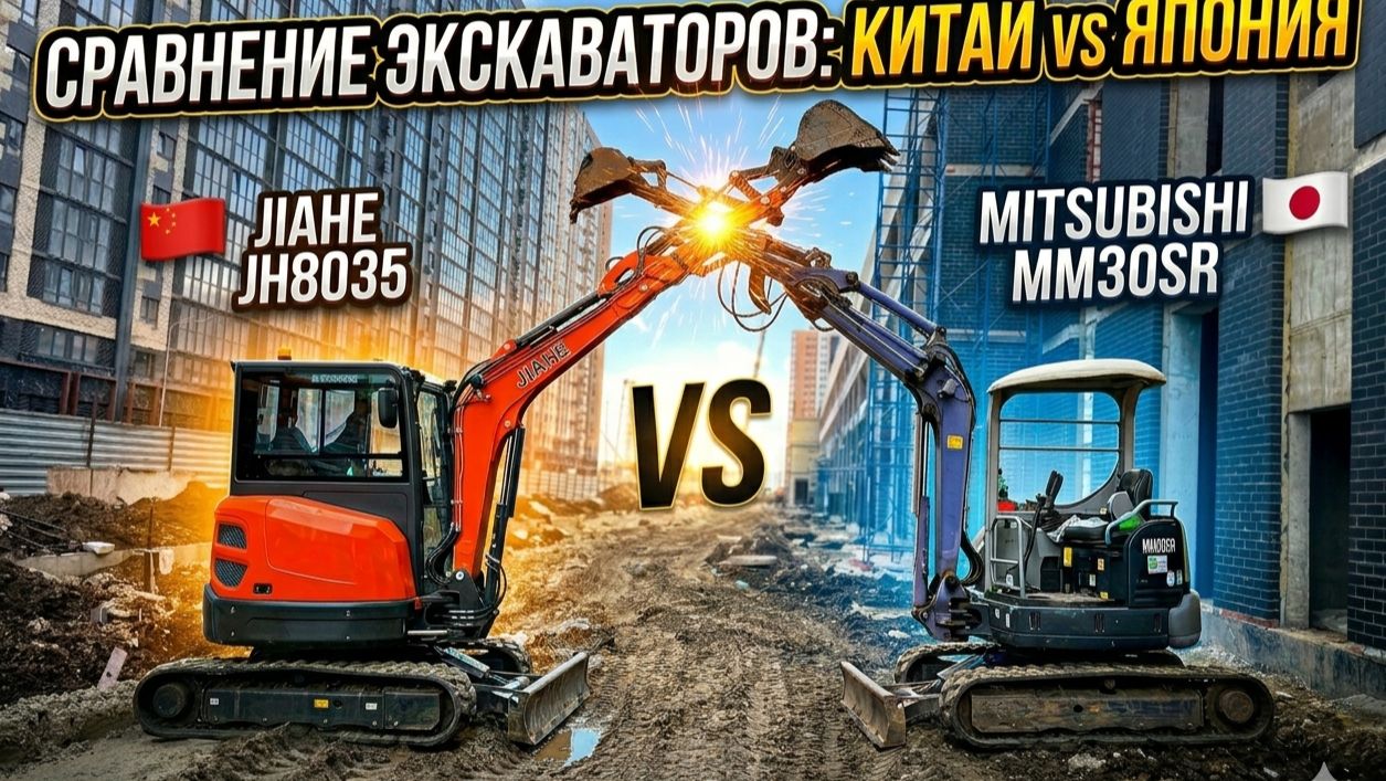 Сравнение экскаваторов ЯПОНИЯ против КИТАЯ на реальном объекте. Mitsubishi MM30SR vs JIAHE JH 8035 смотреть онлайн