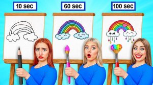 10 Секунд vs 60 Секунд vs 100 Секунд Челлендж Рисунков от TeenDO Challenge