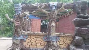 покраска беседки из арт бетона.