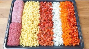 Нарезал, смешал с фаршем и в духовку - ужин готов 🔥🍲