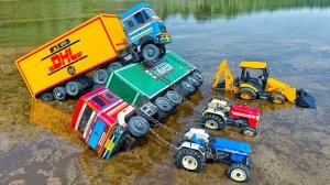Несчастный случай с тяжелым самосвалом TATA Container, который вытаскивал трактор