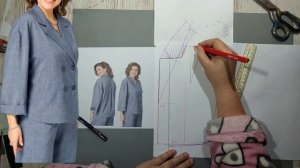 Моделирование. Простой в пошиве стильный жакет без подкладки. Выкройка № 2068.
