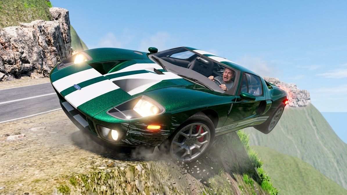 BeamNG Drive - Опасные повороты на дороге
