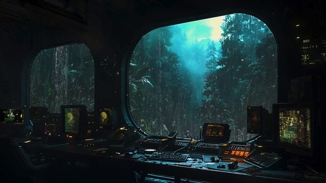 Deep Within the Research Outpost 🌑🔬 ｜ Dark Ambient Soundscapes 🌧️ ｜ Enchanted Forest Rain 🌲