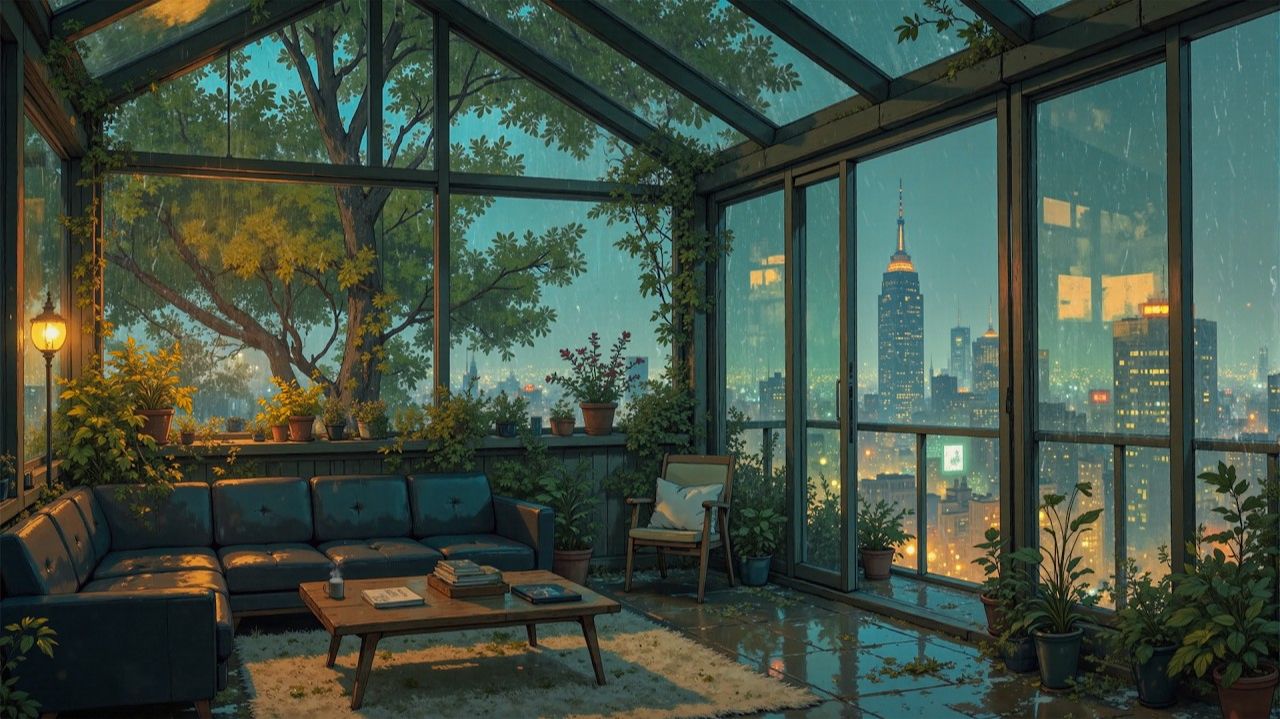 City Lights Through the Rain 🌧️ Comfort Behind Glass Walls  Gentle Lofi Sounds for Peaceful Nights