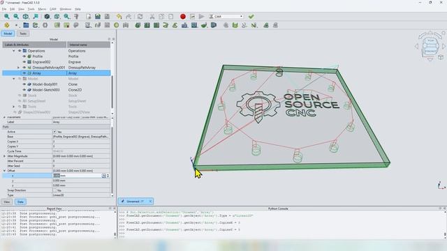 Массивы - FreeCAD CAM 1.1