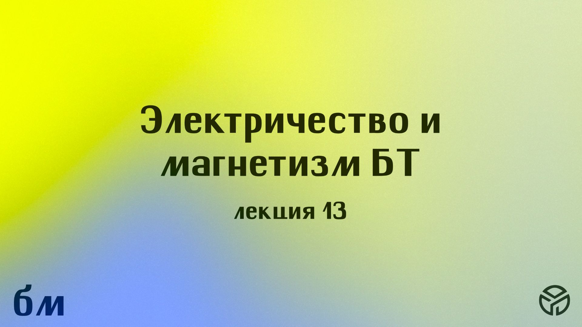 Электричество и магнетизм БТ: лекция 13, Бурдин В.В., 29.04.26