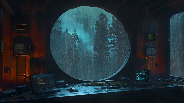 Alone At Post-Apocalypse Outpost 🌲 ｜ Dark Ambient 🌑 ｜ Heawy Rain Ambience 🌧️