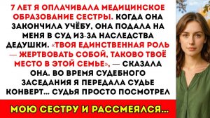7 лет я оплачивала медицинское образование сестры. Когда она выпустилась, она подала на меня