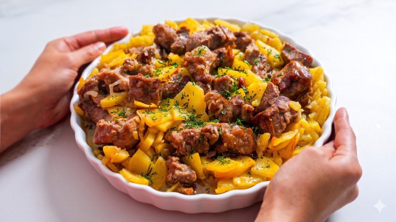 Простой и вкусный рецепт на ужин! Картошка с мясом в духовке