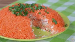 Салат Оранжевое небо с крабом, сыром и морковью за 5 минут 🧡🦀