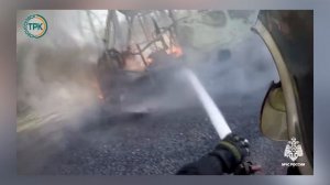 Новомосковские огнеборцы ликвидировали возгорание пассажирского автобуса