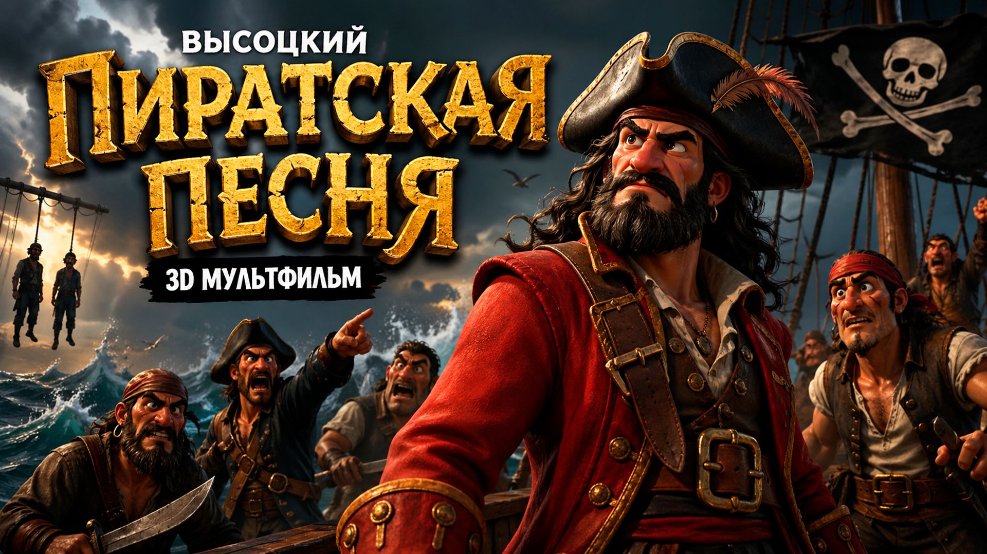 "ПИРАТСКАЯ ПЕСНЯ" В.С.Высоцкого — 3D мультфильм про БУНТ и ЧЁРНЫЙ ФЛАГ