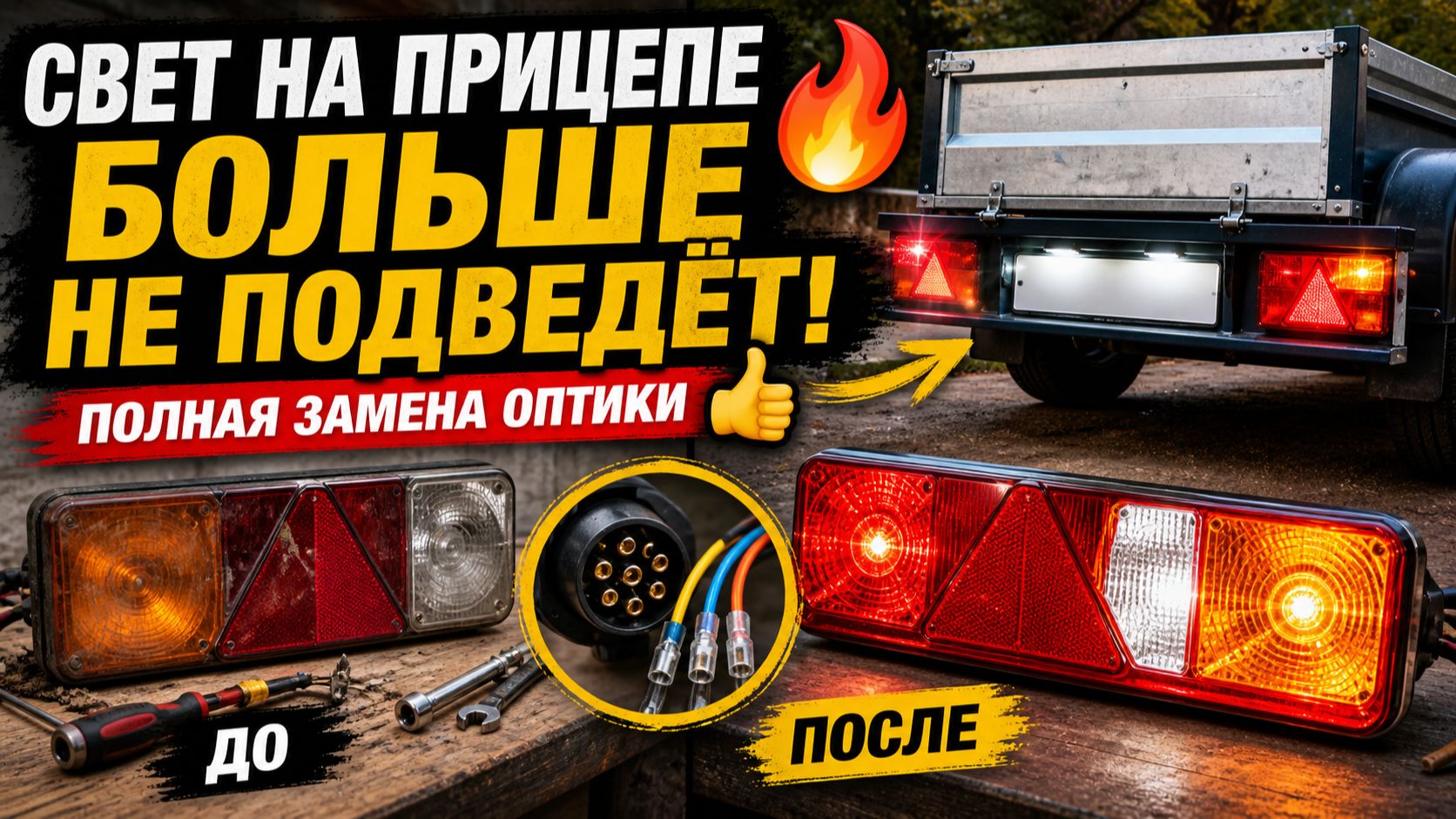 СВЕТ НА ПРИЦЕПЕ БОЛЬШЕ НЕ ПОДВЕДЁТ! ✅ Полная замена оптики 🔥