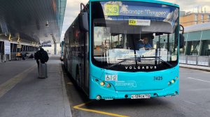 Поездка на автобусе 82Э, маршрут ст. метро Проспект Ветеранов - Аэропорт Пулково.