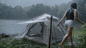 Внезапно началась ужасающая гроза... 😱⛈️ Я был вынужден разбить лагерь в одиночестве у этого озера.