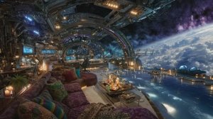 🎵 Astralis Lounge_ Cozy Balcony in Celestial Orbit _ Space, Water, and Ambient Music