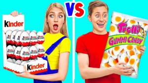 Мармеладная еда vs Настоящая еда vs Шоколадная еда Челлендж # Смешные Кулинарные Войны от TeenDO