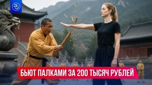 Шаолиньские монахи избивают россиян палками за 200 тысяч рублей