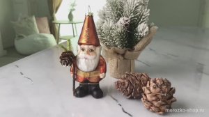 Ёлочная игрушка ГНОМ ШИШОК, стекло, 15 см, ZCI4411-1
