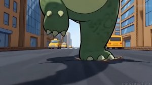【GuguGaga Penguin】Epic City Monster Brawl! Dinosaur Penguin vs Pink Spiked Beast 🦖