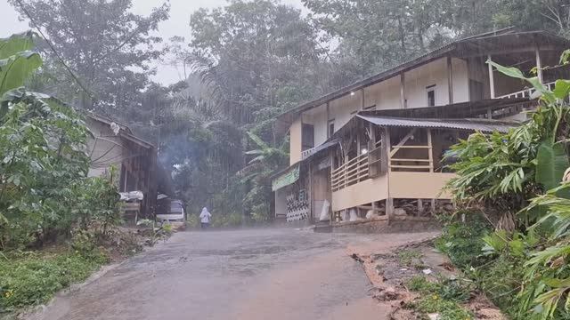 ⛈️ Прогулка под проливным дождем в Индонезийской деревне 🥶 Глубокие расслабляющие звуки дождя