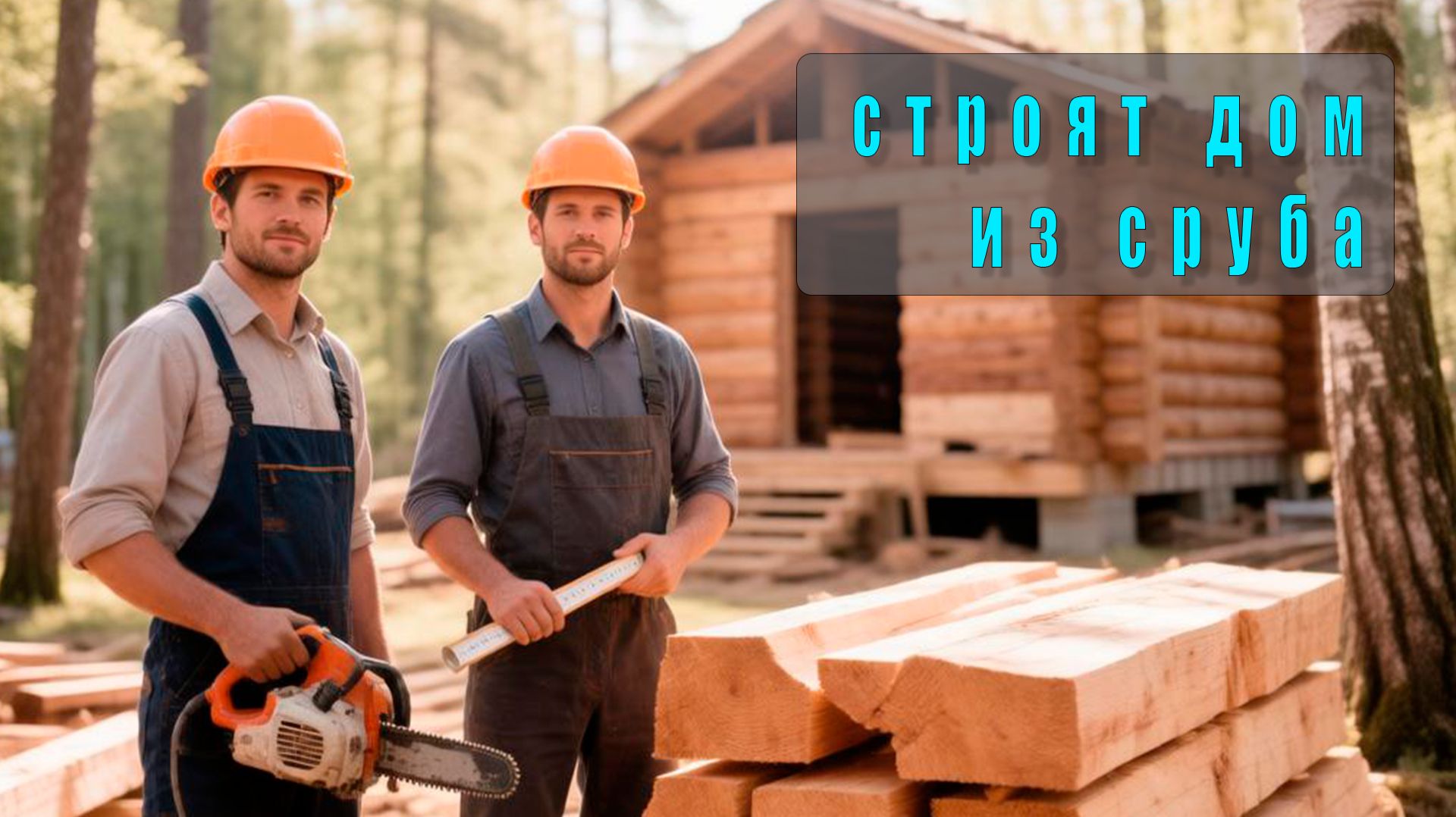 🏠 Двое мужчин строят огромный дом из сруба в лесу с нуля: весь процесс от фундамента до крыши! 🌲✨