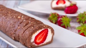Десерт из печенья, клубники и банана без выпечки 🍓🍌