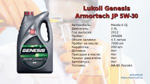 Анализ отработки масла Lukoil Genesis Armortech JP 5W-30