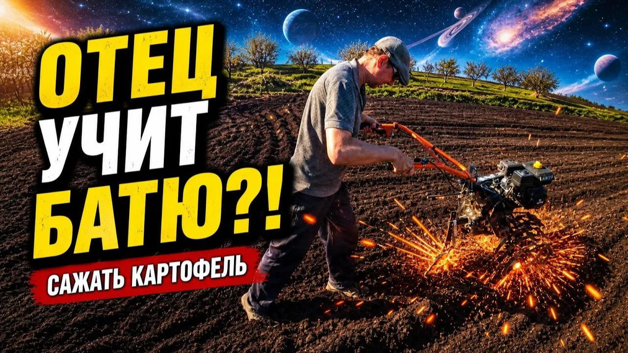 ОТЕЦ УЧИТ БАТЮ САЖАТЬ КАРТОФЕЛЬ