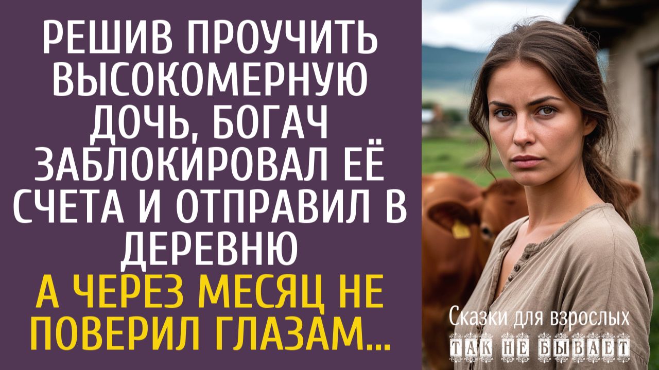 Истории из жизни Решив проучить высокомерную дочь, богач заблокировал её счета и отправил в деревню…