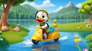 🍿Милая уточка катается на самокате по озеру 🦆| Детские развивающие мультики