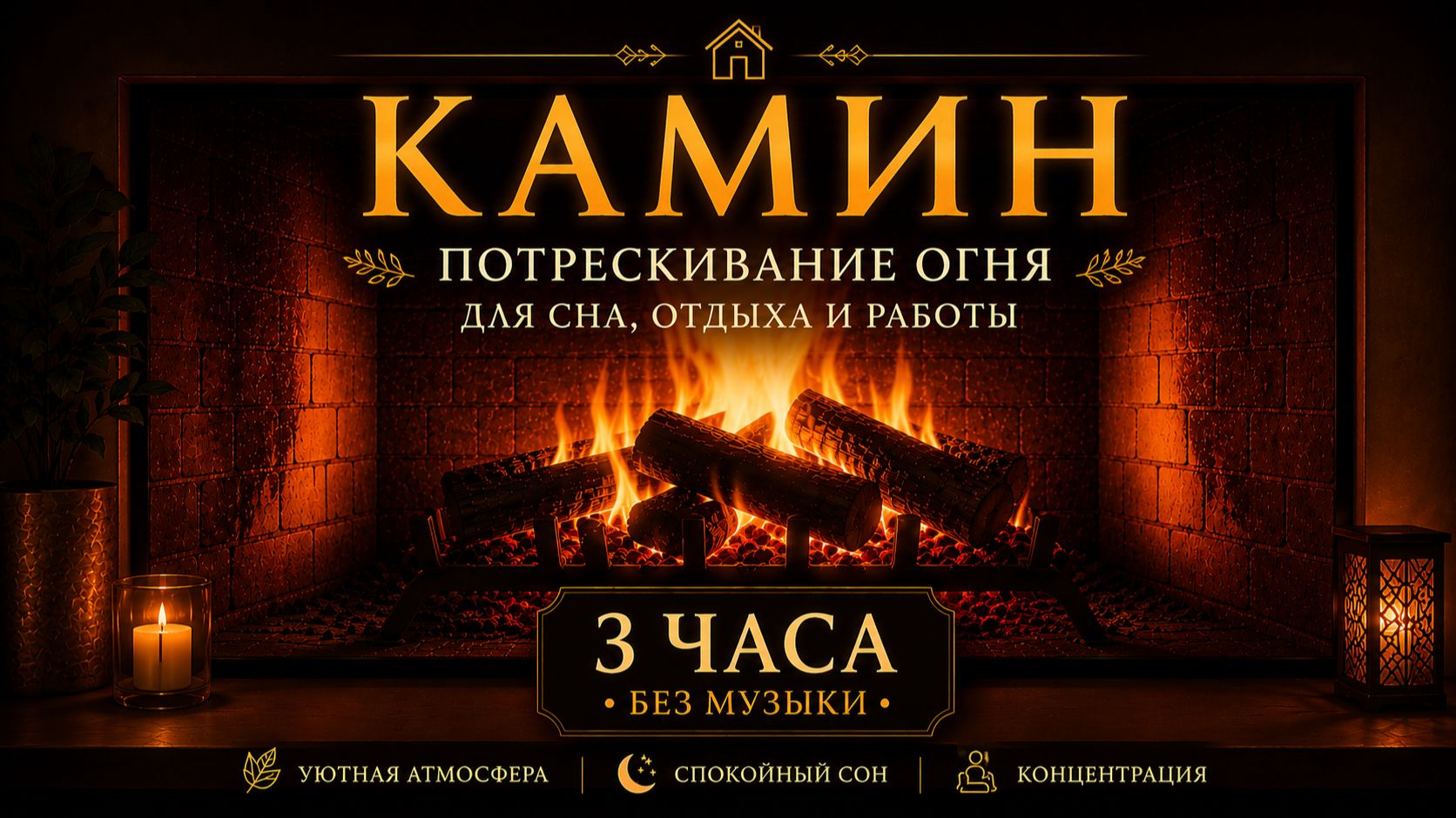 🔥 Камин для сна: звуки потрескивающего огня • Без музыки и слов