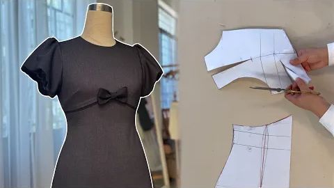 Платье А-силуэта с пышными рукавами 1часть.  Урок по моделированию выкройки