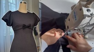 Платье А-силуэта с пышными рукавами 2 часть.  Урок по шитью
