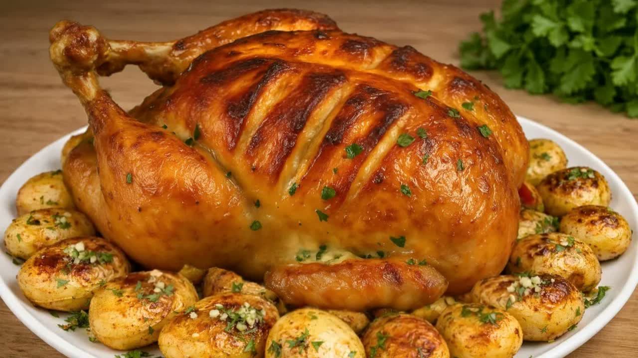 Мега Простой и Сочный Рецепт Курицы в духовке. Это самый удачный рецепт запекания курицы целиком! смотреть онлайн