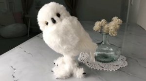 Декоративная фигура СОВА ПУША, искусственный мех, перо, 24 см, YZB010240-1