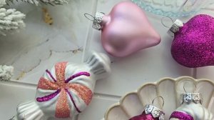 Набор стеклянных ёлочных игрушек НОВОГОДНИЙ ФЕСТИВАЛЬ, нежно-розовый, магнолия, 6-8.5 см, 125038