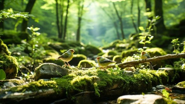 Звуки леса и пения птиц в летнее время